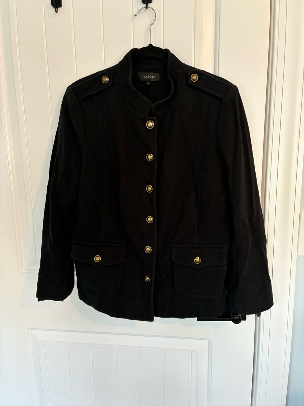 Talbots Black Military-Inspired Gold Button Jacket